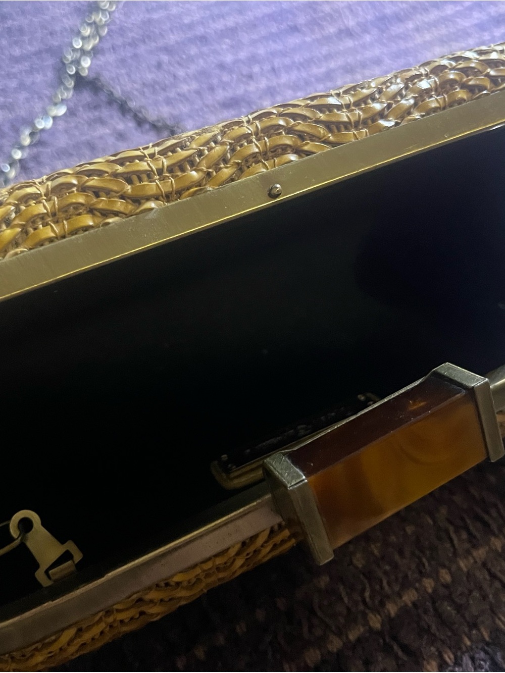 Urban Expressions Woven Leather Clutch with Chain Strap - Yellow - Picture 6 of 7